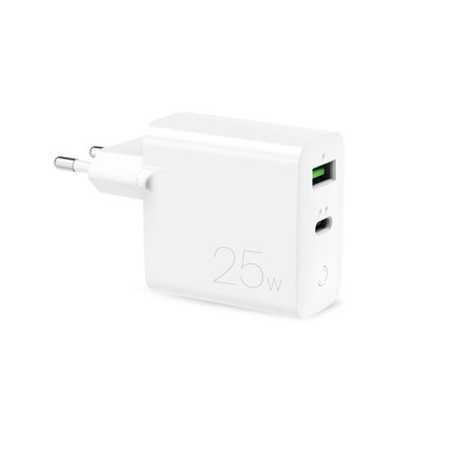 Puro 25W Power Delivery USB-A USB-C Wall Charger - White, Puro Elektrik FCMTCUSBAC25WPDWHI FCMTCUSBAC25WPDWHI