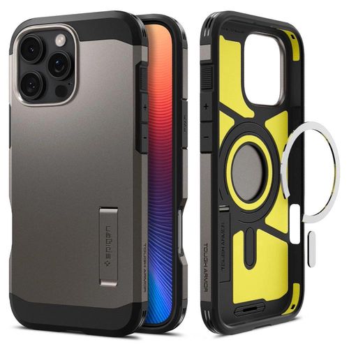 Spigen Tough Armor MagSafe case with stand for iPhone 16 Pro - gunmetal, Spigen 8809971230575 8809971230575