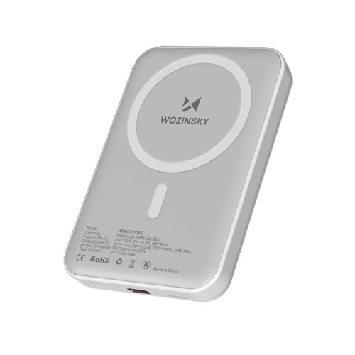 Wozinsky WRW349YWS 10,000 mAh Magnetic Power Bank - White, Wozinsky 5907769366093 5907769366093