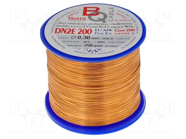 Coil wire; double coated enamelled; 0.3mm; 0.25kg; -65÷200°C BQ CABLE DN2E0.30/0.25