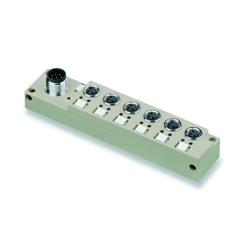 Sensor-actuator passive distributor (without cable), complete module, with M12 outlet, 8-pole, A-coded, Number of contact sockets: 6, Number of poles: Weidmuller 1828730000 04032248335374