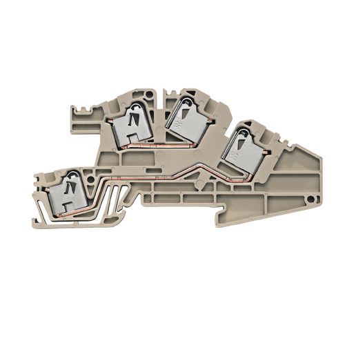 Multi level installation terminal block, PUSH IN, 4 mm², 400 V, 32 A, Number of connections: 4, Number of levels: 2, dark beige Weidmuller 1837030000 04032248419715