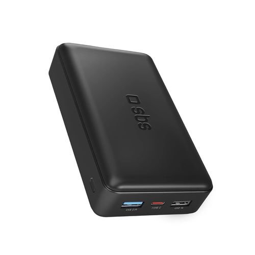 Fast charge power bank: 20,000 mAh, 2 USBs Black, SBS TTBB20000FASTK TTBB20000FASTK