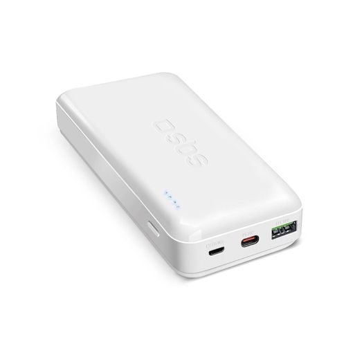 Powerbank SBS TTBB20000PD20W 20000 mAh 20W Power Delivery with MicroUSB, USB-C, USB-A - white, SBS TTBB20000PD20W TTBB20000PD20W