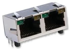 JACK, RJ45, W/LED, SHIELD, 2PORT RJHSE-5384-02