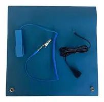 1 X 1 FOOT ESD MAT 2MM-0.079 THICK, LIGHT BLUE, 2 BUTTONS, WRIST STRAP, GROUND CORD 18AM7635 CQ-ESD-MAT-1X1.