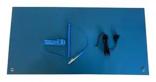1 X 2 FOOT ESD MAT 2MM-0.079 THICK, LIGHT BLUE, 2 BUTTONS, WRIST STRAP, GROUND CORD 18AM7636 CQ-ESD-MAT-1X2.