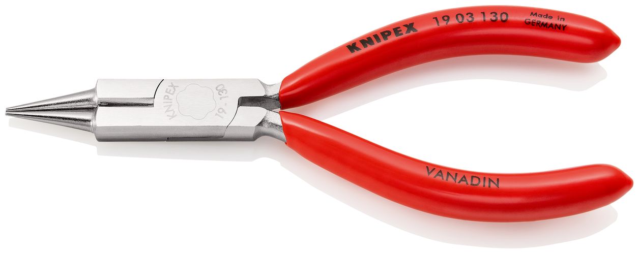 KNIPEX 19 03 130 Snipe Nose Side Cutting Pliers (Jewellers' Pliers) plastic coated chrome-plated 130 mm 19 03 130 4003773014348