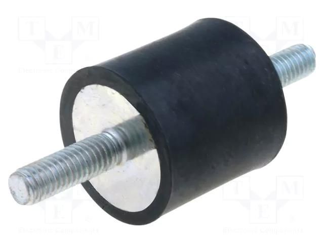 Vibration damper; M6; Ø: 25mm; rubber; L: 25mm; Thread len: 18mm ELESA+GANTER DVA1-25-25-M6