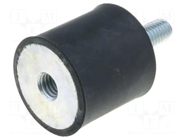 Vibration damper; M8; Ø: 30mm; rubber; L: 30mm; Thread len: 20mm ELESA+GANTER DVA2-30-30-M8