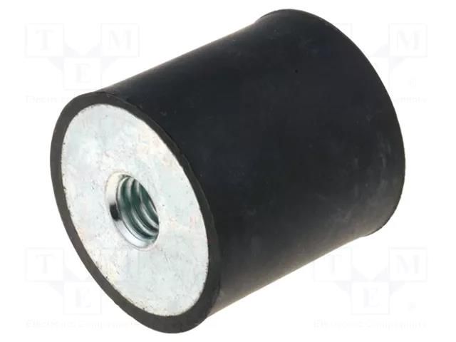 Vibration damper; M6; Ø: 25mm; rubber; L: 20mm; H: 6mm; 391N; 78N/mm ELESA+GANTER DVA3-25-20-M6-40