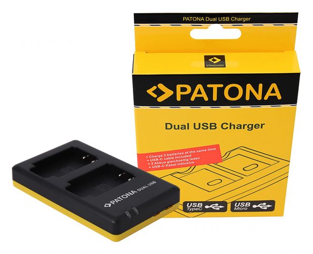 PATONA Dual Quick-Charger f.Sony NP-BX1, NPBX1 incl. USB-C cable, PATONA 1974 4055655114073