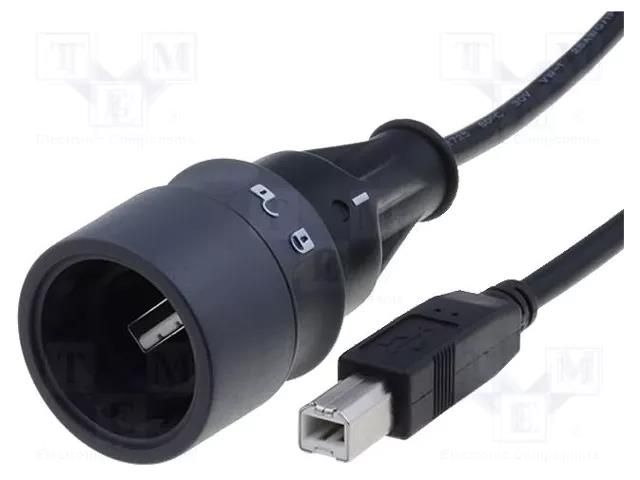 Cable; USB 2.0; USB A plug,USB B plug; 4m; IP66,IP68,IP69K; 1A BULGIN PXP6040/A/5M00