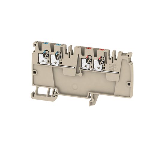 Potential distributor terminal, PUSH IN, 2.5, 500 V, 24 A, Number of connections: 4, TS 35, dark beige, Colour of operational elements: red / blue Weidmuller 1988230000 04050118372946