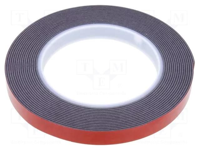 Tape: fixing; W: 12mm; L: 5m; Thk: 1.2mm; double-sided; acrylic; black AFTC AFTC-6411-12MM-5M