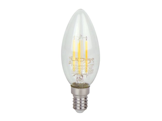 Светодиодная лампа E14 5W 4000K 600lm 220-240V FILAMENT C35 CANDLE DIMMABLE LED line LITE 202313 5905378202313