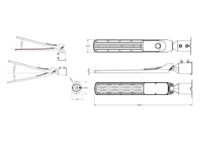 Tänavavalgusti LED 230V 100W 10 000lm, 140° x 70° 4000K, must, FLAMINGO, IP65, IK08 203839 5905378203839