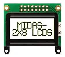 DISPLAY, ALPHANUMERIC, 8X2, WHITE MC20805B6W-FPTLW-V2