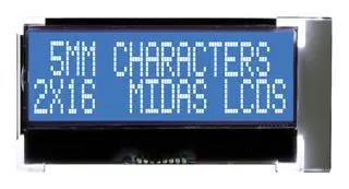 LCD, COG 2X16, NEG STN, W B/L, I2C MCCOG21605D6W-BNMLWI