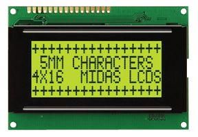 DISPLAY, ALPHANUMERIC, 16X4, NOBACKLIGHT MC41605A6W-SPR-V2