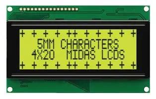 DISPLAY, ALPHANUMERIC, 20X4, NOBACKLIGHT MC42005A6W-SPR-V2