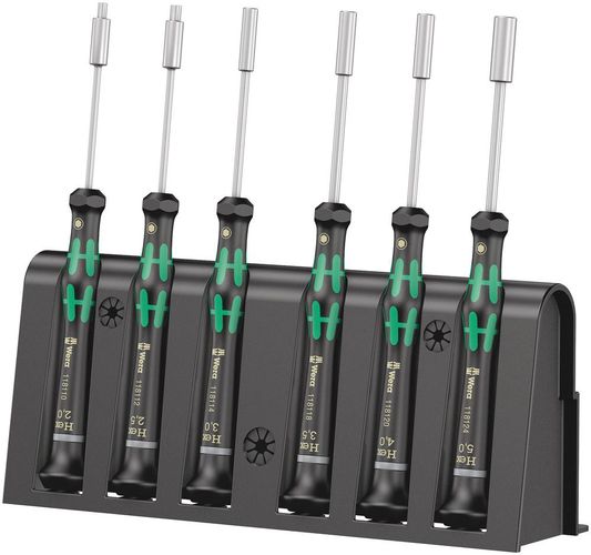 2069/6 Screwdriver set and rack for electronic applications, 1 x 2.0x60; 1 x 2.5x60; 1 x 3.0x60; 1 x 3.5x60; 1 x 4.0x60; 1 x 5.0x60, Wera 05118158001