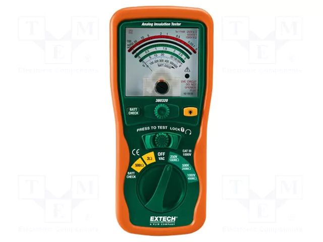 Meter: insulation resistance; analogue; R range: 50mΩ÷3Ω,500Ω EXTECH EX380320