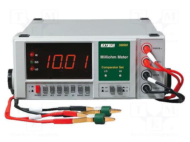 Milli-ohm meter; LED; 3,5 digit (1999); Test volt: 5V; 230VAC EXTECH EX380562
