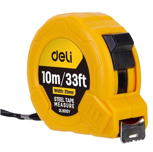 Steel Measuring Tape 10m/25mm Deli Tools EDL9010Y (yellow), Deli Tools EDL9010Y