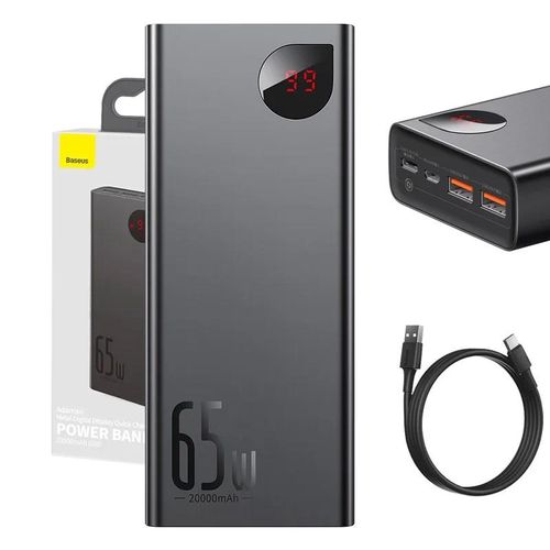 Powerbank Baseus Adaman Metal 20000mAh PD QC 3.0 65W 2xUSB + USB-C + micro USB (Black), Baseus PPIMDA-D01