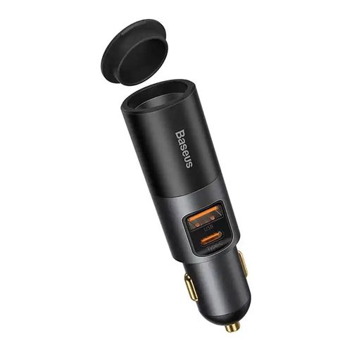 Baseus Share Together Fast Charge Car Charger with Cigarette Lighter Expansion Port, 2x USB, 120W (Gray), Baseus CCBT-D0G