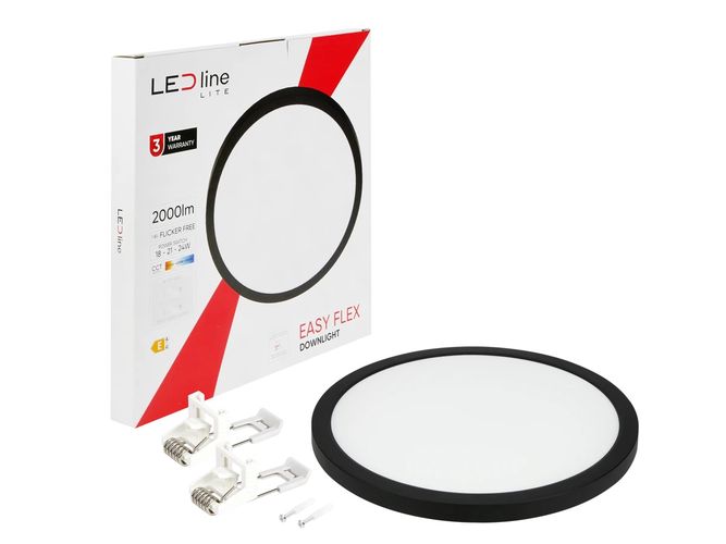 LED panel universal EASY FLEX 18-21-24W CCT 2110lm, round, black 210011 5905378210011
