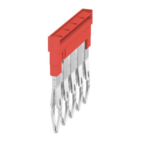 Cross-connector (terminal), Plugged, Number of poles: 5, Pitch in mm: 5.10, Insulated: Yes, 24 A, red Weidmuller 2108710000 04050118448511