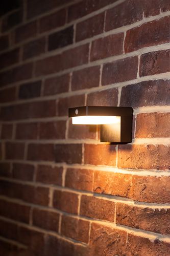 Solar wall Light 3000K 220lm 2Ah USB-C Square IP54 Black PRIME 217591 5905378217591