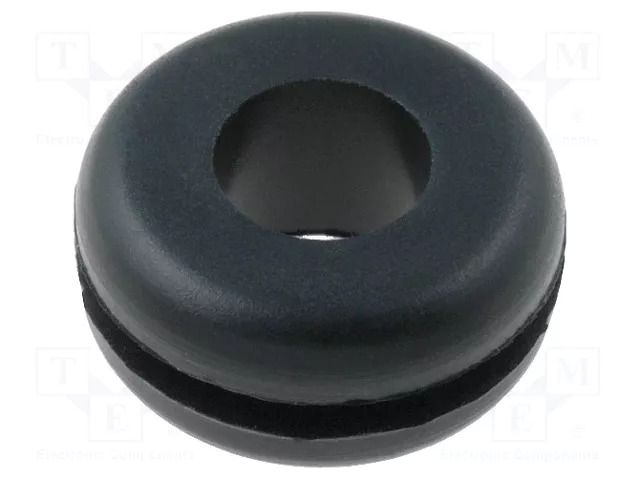 Grommet; Ømount.hole: 9.5mm; Øhole: 6.3mm; rubber; black FIX&FASTEN FIX-GR-3