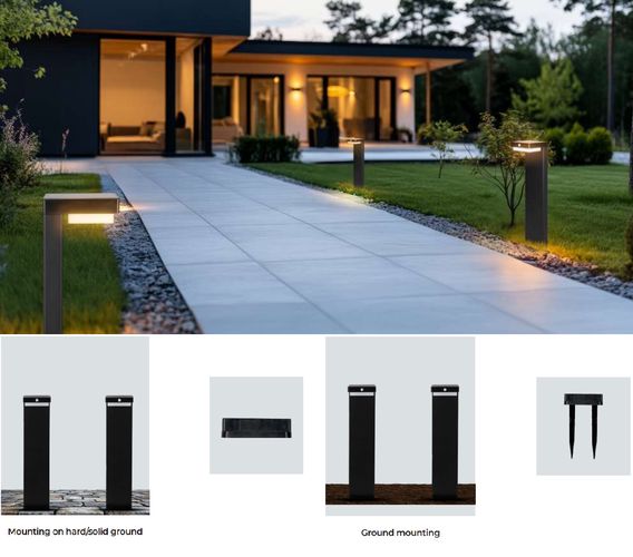 Solar garden Light 3000K 220lm 2Ah USB-C Square IP54 Black PRIME 218123 5905378218123