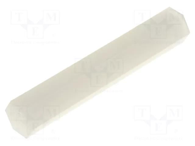 Screwed spacer sleeve; hexagonal; polyamide; M2; L: 27mm FIX&FASTEN FIX-HP2-27