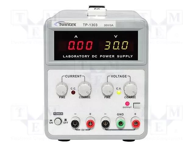 Power supply: laboratory; linear,multi-channel; 0÷30VDC; 0÷5A TWINTEX TP-1305