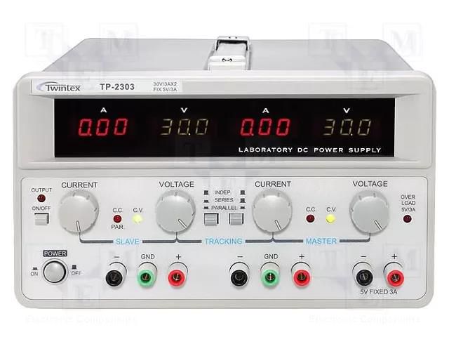 Power supply: laboratory; linear,multi-channel; 0÷30VDC; 0÷5A TWINTEX TP-2305