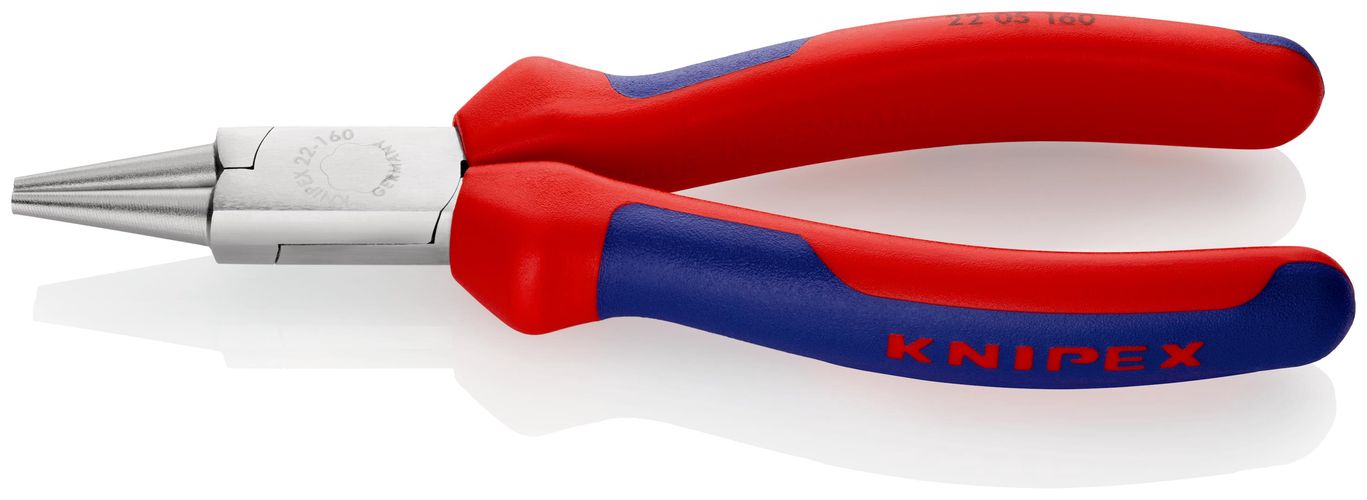 KNIPEX 22 05 160 Round Nose Pliers with multicomponent handles chrome-plated 160 mm 22 05 160 4003773042907