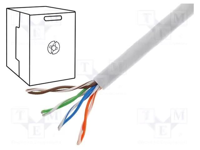 Wire; U/UTP; 4x2x24AWG; 5e; wire; Cu; PVC; grey; 305m; Øcable: 5.5mm TECHNOKABEL U/UTP5E-SCU