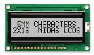 DISPLAY, ALPHANUMERIC, 16X2, NOBACKLIGHT MC21605H6W-SPR3-V2