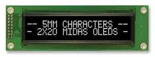 OLED, 20X2, WHITE, W/T, 4 FONT SETS MCOB22005A1V-EWP