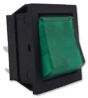 SWITCH, ROCKER, DPST, HI INRUSH, GRN C1353ALNAF