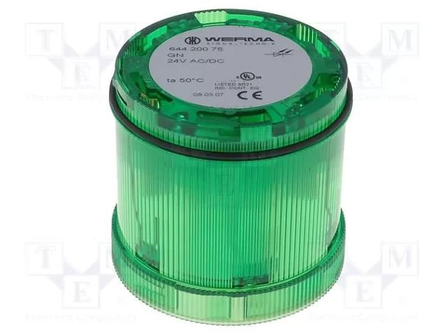 Module: light signaller; green; LED; 24VDC; 24VAC; IP65; Ø70x65mm WERMA WER-64420075