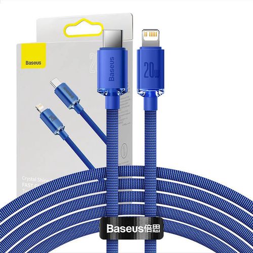 Baseus Crystal Shine cable USB-C to Lightning, 20W, PD, 2m (blue), Baseus CAJY000303