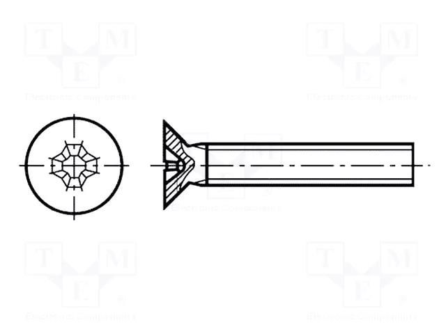 Screw; M3x25; 0.5; Head: countersunk; Phillips; PH1; DIN 965 KRAFTBERG M3X25/D965-A2