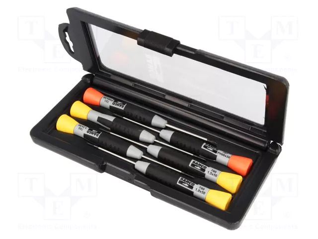 Phillips,slot; plastic box; 6pcs; Screwdriver: precision-set BAHCO SA.706-2