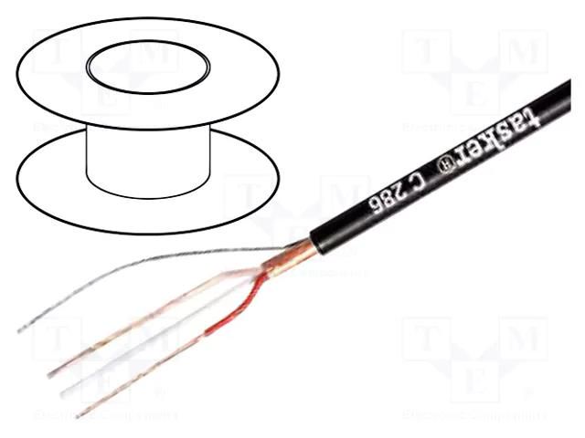 Wire: microphone cable; 2x0.22mm2; black; OFC; -15÷70°C TASKER TAS-C286BK