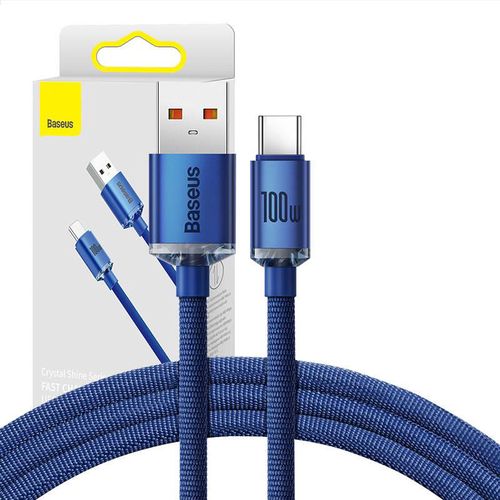 Baseus Crystal Shine cable USB to USB-C, 5A100W1.2m (blue), Baseus CAJY000403